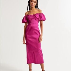 Abercrombie Taffeta Off-The-Shoulder Midi Dress